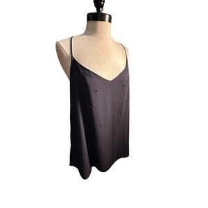 Greylin Women's Black Sleeveless V-neck Blouse Top Size Large